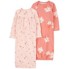 Simple Joys by Carter's Baby Girls' 3-Pack Cotton Sleeper Gown, Blue, Pink,  White Floral, Newborn 