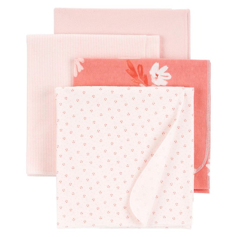 Baby Girl Carters 4-Pack Receiving Blankets, Pink Floral Stripe