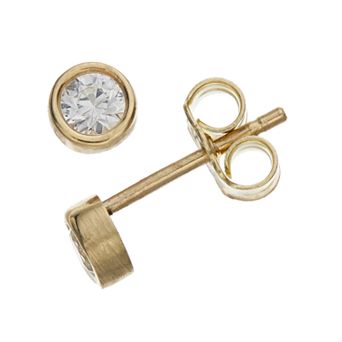 Kristen Kesho 10k Gold Round Birthstone Bezel Stud Earrings