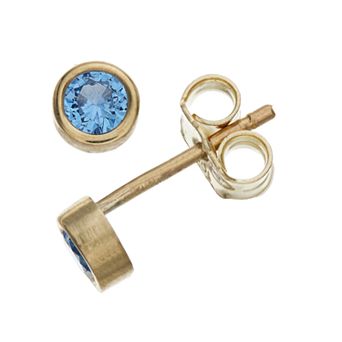 Kristen Kesho 10k Gold Round Birthstone Bezel Stud Earrings