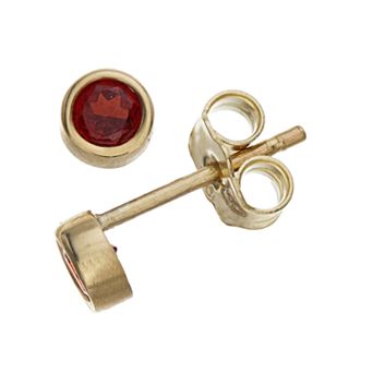 Kristen Kesho 10k Gold Round Birthstone Bezel Stud Earrings