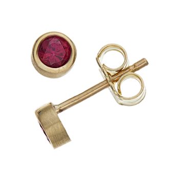 Kristen Kesho 10k Gold Round Birthstone Bezel Stud Earrings