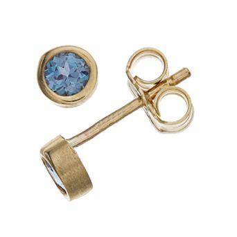 Kristen Kesho 10k Gold Round Birthstone Bezel Stud Earrings