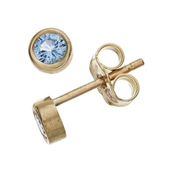 Kristen Kesho 10k Gold Round Birthstone Bezel Stud Earrings
