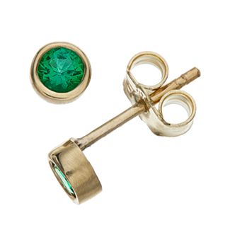 Kristen Kesho 10k Gold Round Birthstone Bezel Stud Earrings