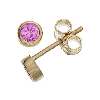 Kristen Kesho 10k Gold Round Birthstone Bezel Stud Earrings