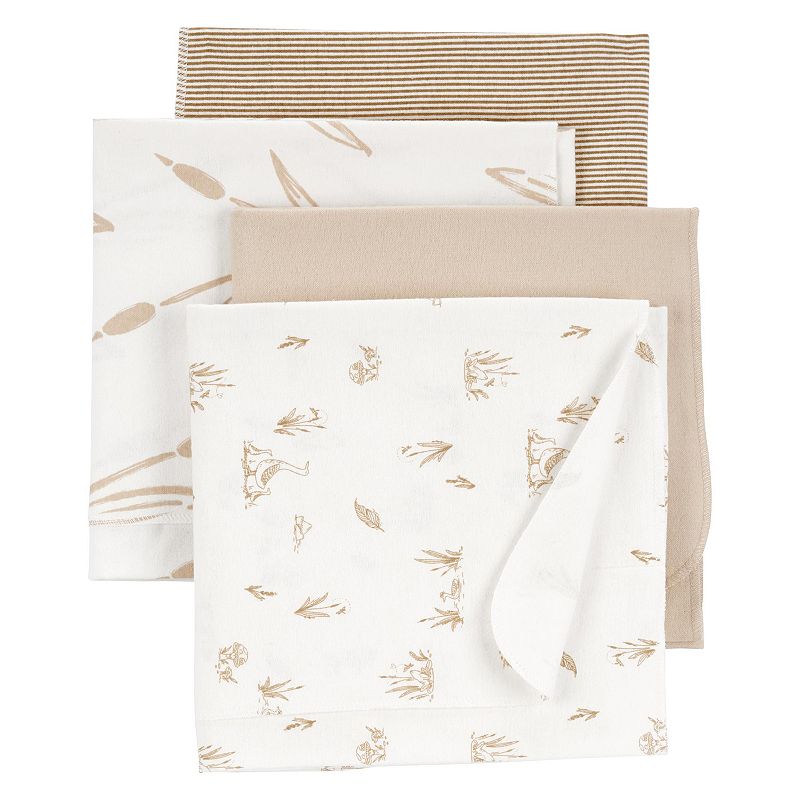 Baby Carters 4-Pack Duck Receiving Blankets, Brown Duck Stripe