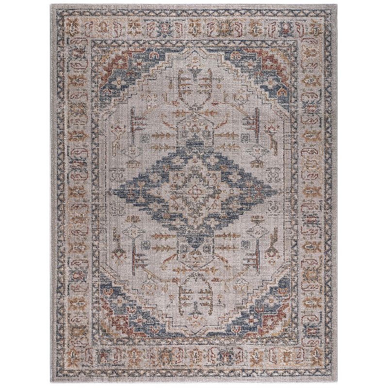 Madison Park Audrey Vintage Medallion Woven Area Rug, Orange, 8X10 Ft