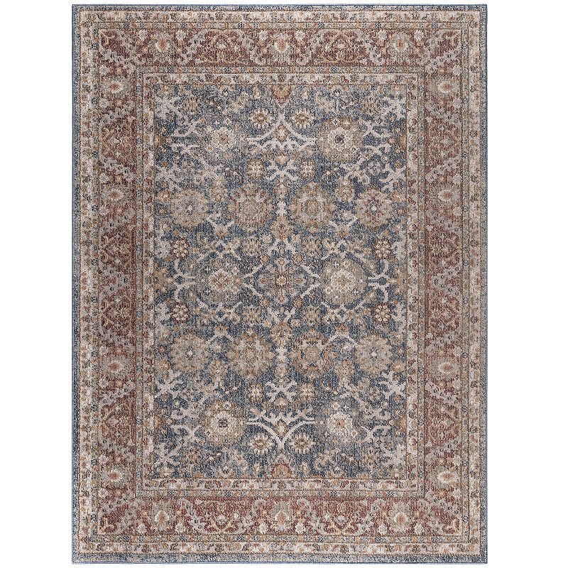 Madison Park Kendra Persian Bordered Traditional Woven Area Rug, Blue, 5X7 Ft