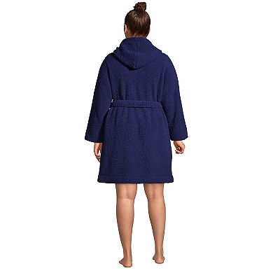 Plus Size Lands' End Sherpa Fleece Hooded Robe