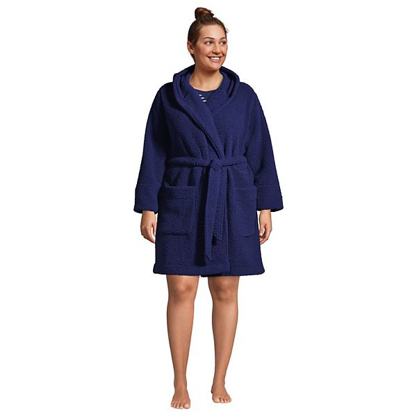 Plus Size Lands' End Sherpa Fleece Hooded Robe