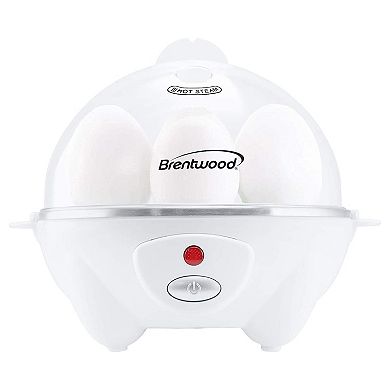 Brentwood TS-1045W Electric Boiled Egg Cooker for 7 Eggs with Omelet Tray, White