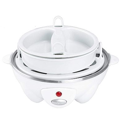 Brentwood TS-1045W Electric Boiled Egg Cooker for 7 Eggs with Omelet Tray, White