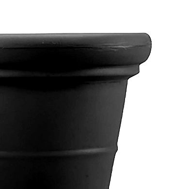 HC Companies 17 Inch Terrazzo Round House Planter Pot with Heavy Rim, Black