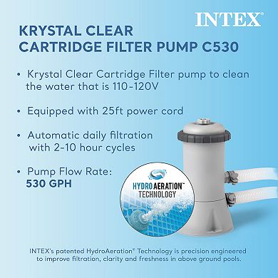 Intex 12' x 30" Metal Frame Above Ground Pool, Filter, Cover, & Maintenance Kit