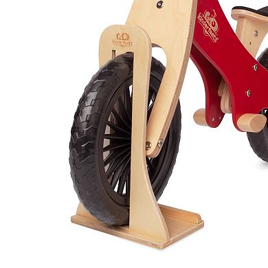 Kinderfeets Child Indoor Floor Wooden Single Bike Stand Storage Rack, Natural