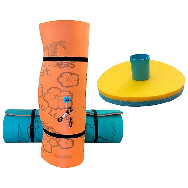 Aqua Lily Pad 14' Maui Floating Foam Island w/ Floating Beverage Holder