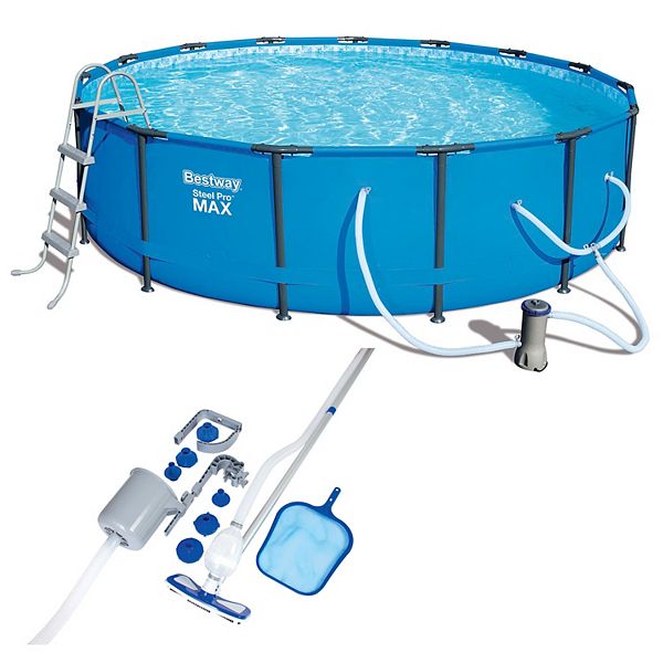 Bestway 15ft x 42in Steel Pro Max Round Frame Above Ground Pool with ...