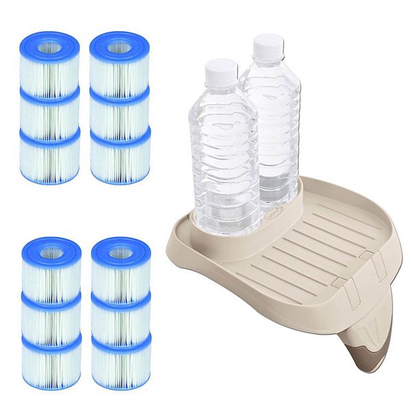 Intex PureSpa Attachable Cup Holder And Refreshment Tray with 12 S1 Pool Filters - Blue