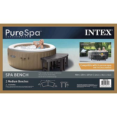 Intex 28514E 2 Medium PureSpa Accessories Benches, Compatible w/ 4 Person Spas