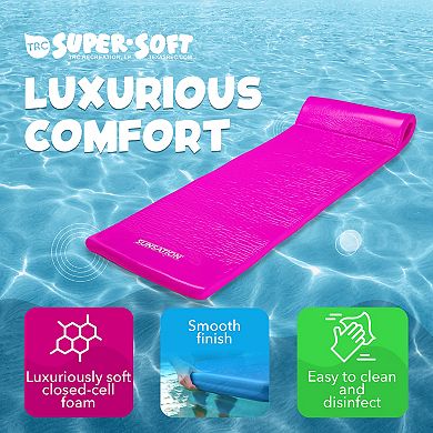 TRC Recreation Sunsation 1.75" Thick Foam Lounger Raft Pool Float, Flamingo Pink