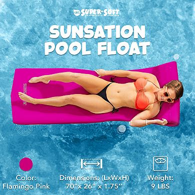 TRC Recreation Sunsation 1.75" Thick Foam Lounger Raft Pool Float, Flamingo Pink
