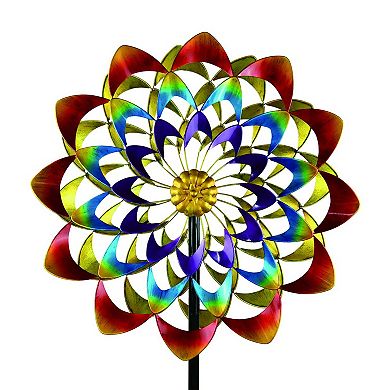 Hourpark Rainbow Series Outdoor Garden Decor Flower Wind Spinner, Multicolor