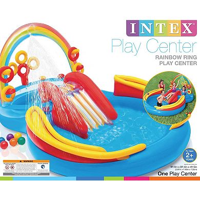 Intex 9.75ft x 6.3ft x 53in Rainbow Slide Kids Play Inflatable Pool Ring Center