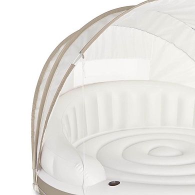 Intex Inflatable Canopy Island Float Lounge + AC Electric Air Pump w/ 3 Nozzles