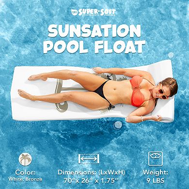 Trc Recreation Sunsation 1.75" Thick Foam Lounger Raft Pool Float, Bronze Palm