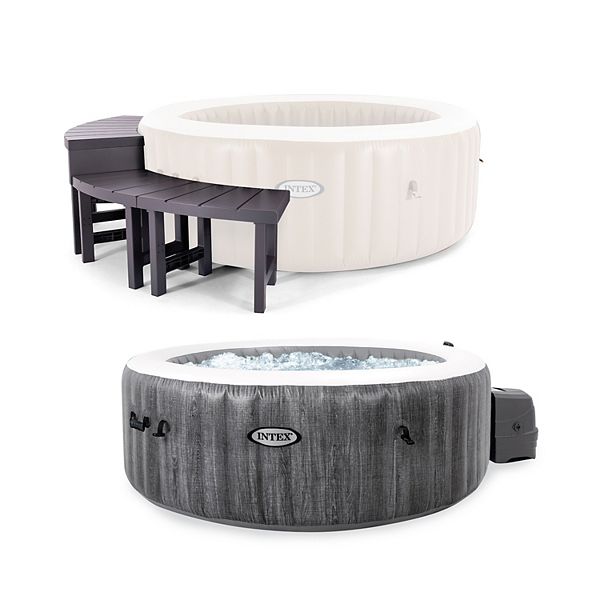 Intex PureSpa Plus Greywood Inflatable Hot Tub Jet Spa w/ Accessories