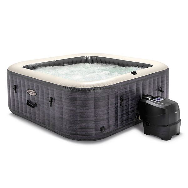 Intex Purespa Plus Greystone 6 Person Inflatable Square Hot Tub W/ 170 Airjets - Grey