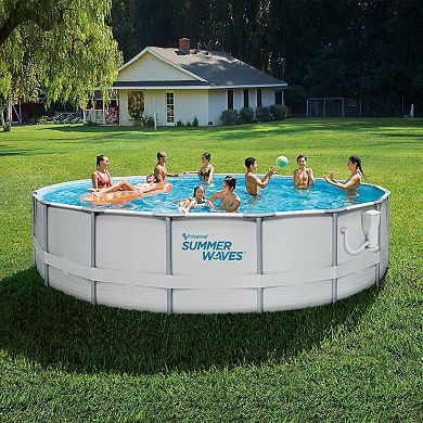 Summer Waves Elite 18ft x 48in Metal Frame Above Ground Pool Set w ...