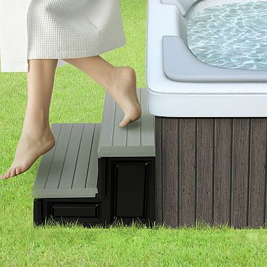 Confer Plastics Leisure Accents Deluxe Spa Steps, 36" Wide Hot Tub Stairs, Gray