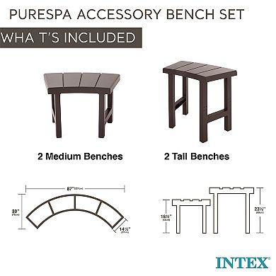 Intex 28515e 2 Medium Purespa Accessories Benches, Compatible W/ 4 Person Spas