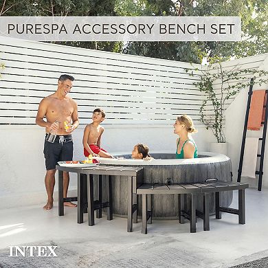 Intex 28515e 2 Medium Purespa Accessories Benches, Compatible W/ 4 Person Spas