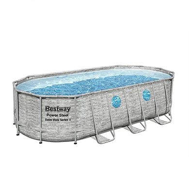 Bestway 18 x 9 x 4 Foot Power Steel Swim Vista Pool Set and Pool Surface Skimmer