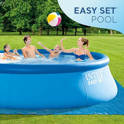 Intex 15ft x 48in Easy Set Above Ground Inflatable Pool w Pump and Solar Cover