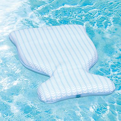 COMFY FLOATS Single Person Saddle Pool Float Lounger, Blue with Chevron Pattern