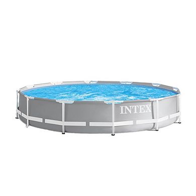 Intex 12 Foot Prism Frame Above Ground Swimming Pool With Pump & Pool Ladder