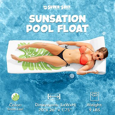 Trc Recreation Sunsation 1.75" Thick Foam Lounger Raft Pool Float, Green Leaf