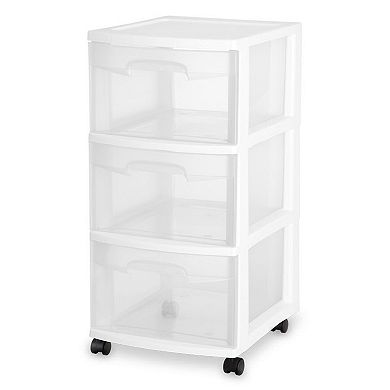 Sterilite 3 Drawer Rolling Caster Wheel Home Organizer Storage Cart (2 ...