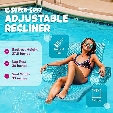 Trc Recreation Super Soft Adjustable Pool Lounger Recliner Float, Tropical Teal