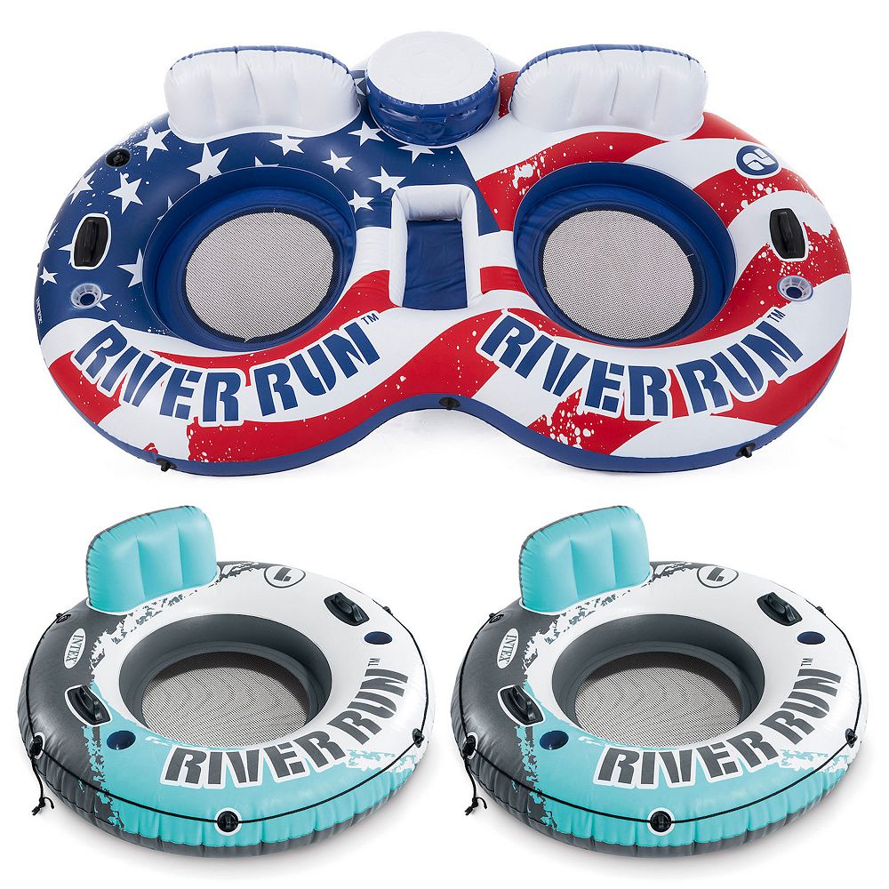 Intex Inflatable American Flag Double Float & River Run Single Water ...