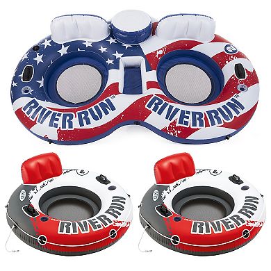 Intex Inflatable American Flag Double Float & River Run Single Water ...