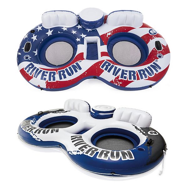 Intex American Flag 2 Person Float & River Run II 2 Person Float, Multi-Color