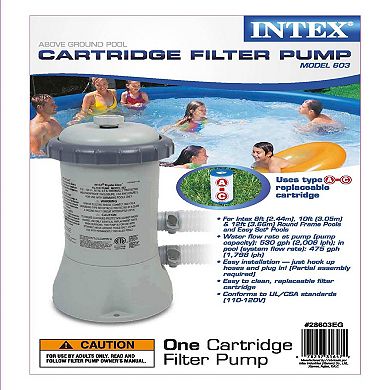 Intex Krystal Clear 530 GPH Easy Set Pool Cartridge Filter Pump + 8 Filters