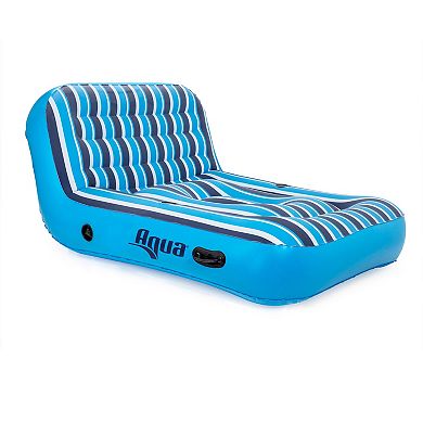 Aqua Lounge 1 Person Swimming Pool Float & 2 Person Pool Float Lounger Set, Blue