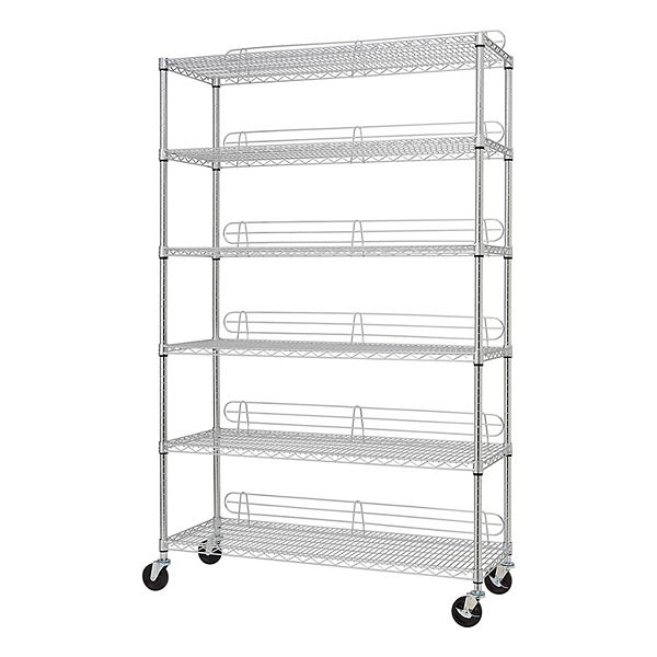 TRINITY EcoStorage Heavy Duty 6 Tier Adjustable Wire Shelving w/ Wheels