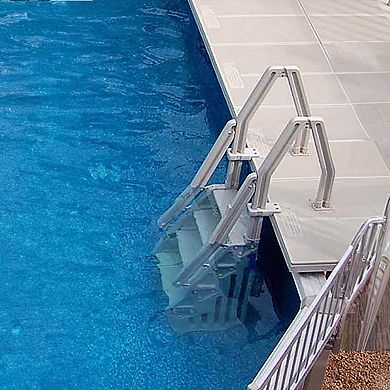 Vinyl Works Adjustable 24 Inch In-Pool Step Ladder for Above Ground Pools, Taupe